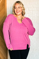 Kinda Sorta Ribbed Top in Magenta-Tops-Stay Foxy Boutique, Florissant, Missouri