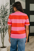 Known for a While Knit Blouse in Pink and Red-Womens-Stay Foxy Boutique, Florissant, Missouri