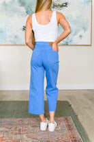 Lisa High Rise Control Top Wide Leg Crop Jeans in Sky Blue-Denim-Stay Foxy Boutique, Florissant, Missouri