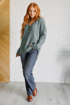 Lakeside View Drop Shoulder Sweater in Sage-Tops-Stay Foxy Boutique, Florissant, Missouri