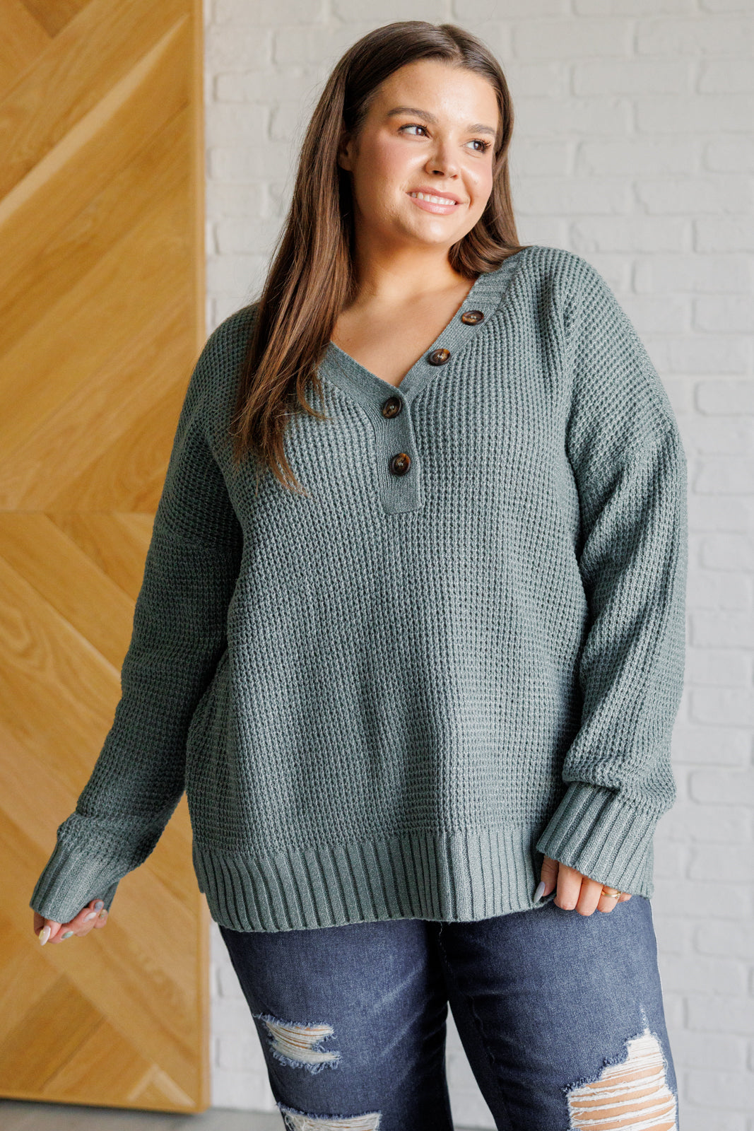 Lakeside View Drop Shoulder Sweater in Sage-Tops-Stay Foxy Boutique, Florissant, Missouri