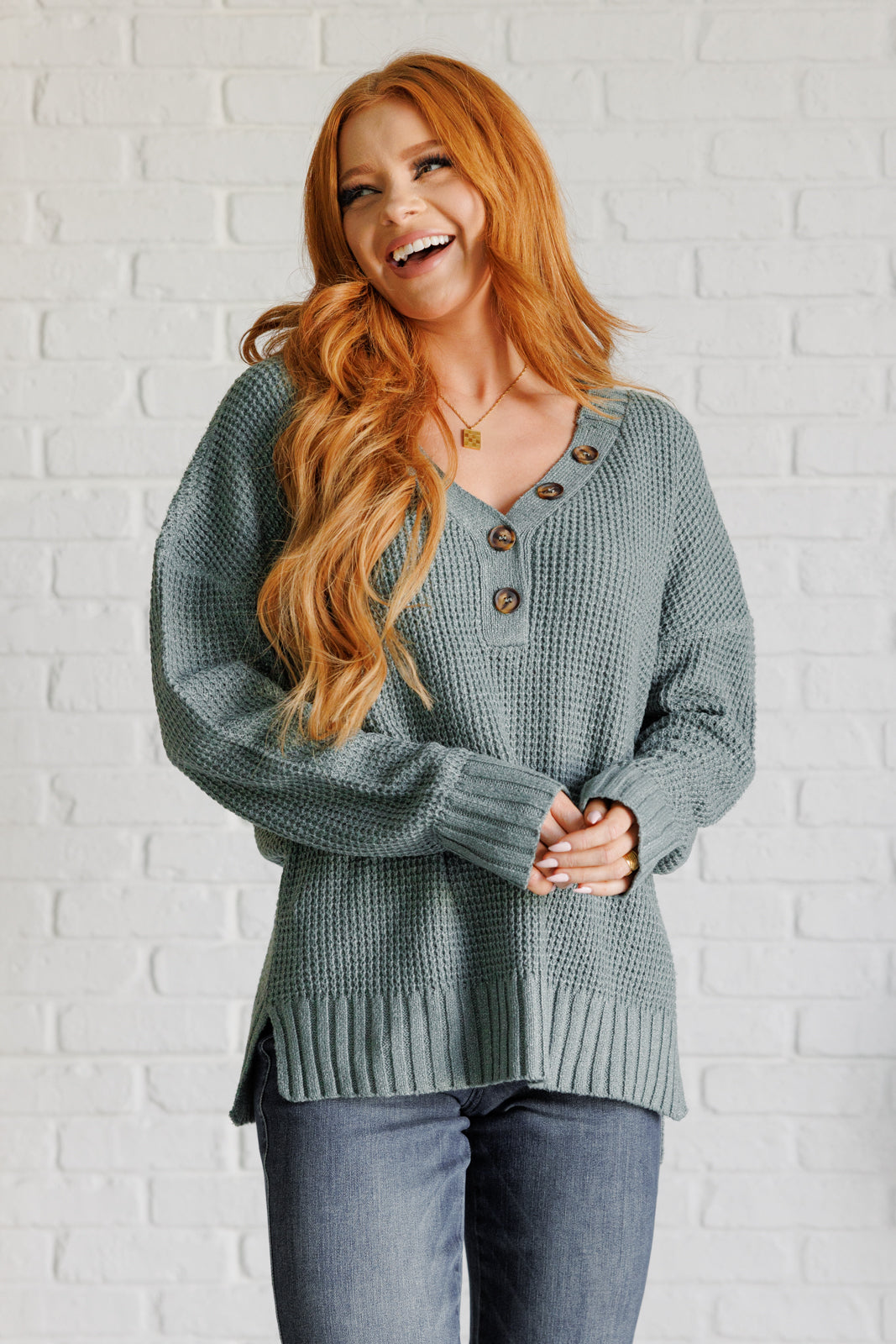 Lakeside View Drop Shoulder Sweater in Sage-Tops-Stay Foxy Boutique, Florissant, Missouri