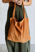 Last Minute Corduroy Tote in Brown-Accessories-Stay Foxy Boutique, Florissant, Missouri