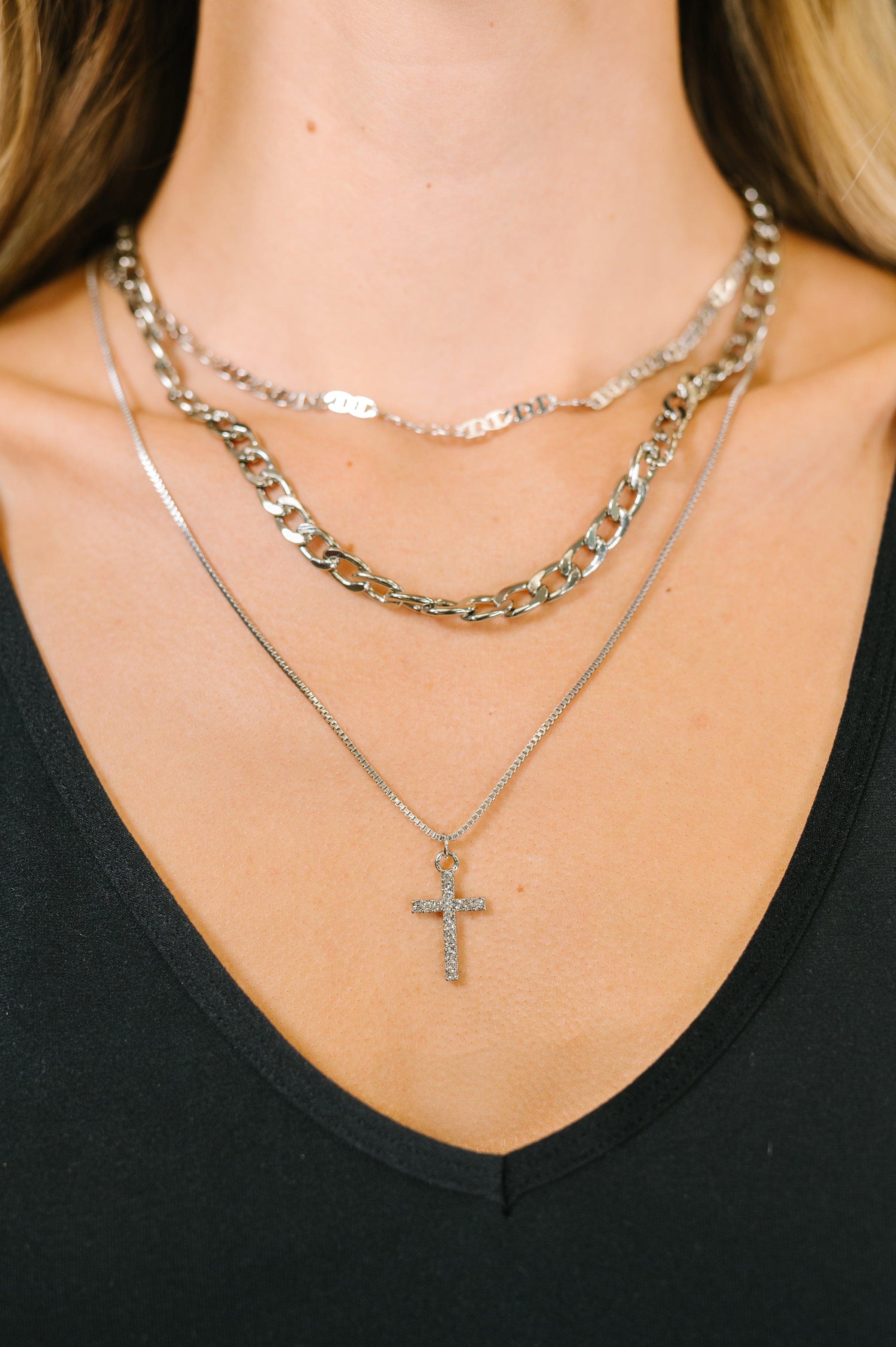 Layered Faith Necklace in Silver-Womens-Stay Foxy Boutique, Florissant, Missouri