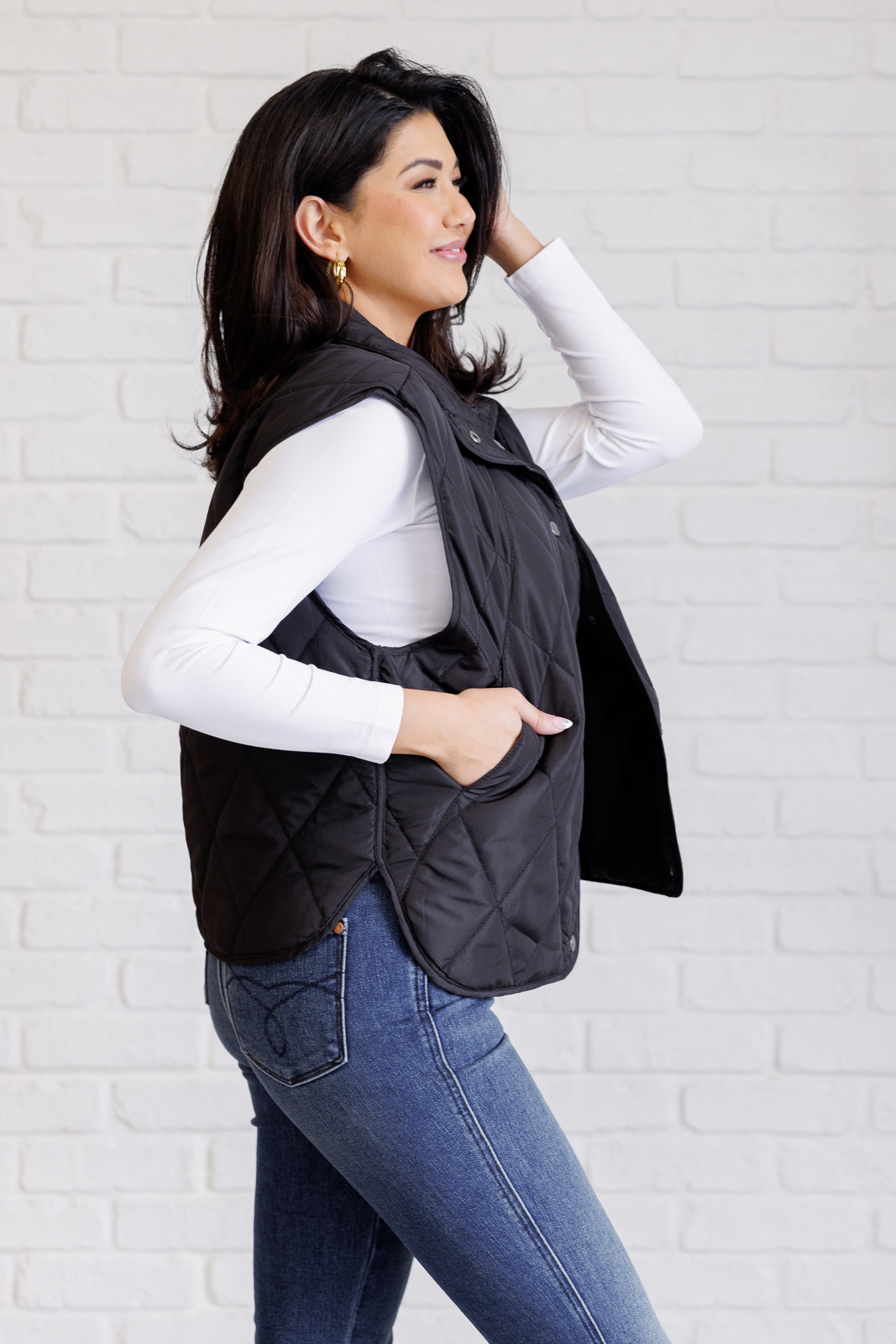 Layering Queen Quilted Puffer Vest in Black-Layers-Stay Foxy Boutique, Florissant, Missouri