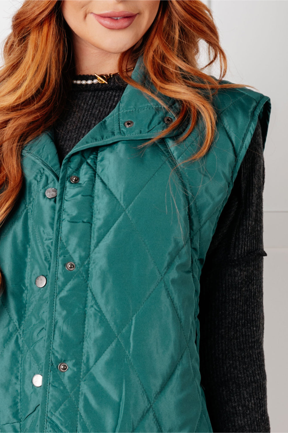 Layering Queen Quilted Puffer Vest in Hunter Green-Layers-Stay Foxy Boutique, Florissant, Missouri