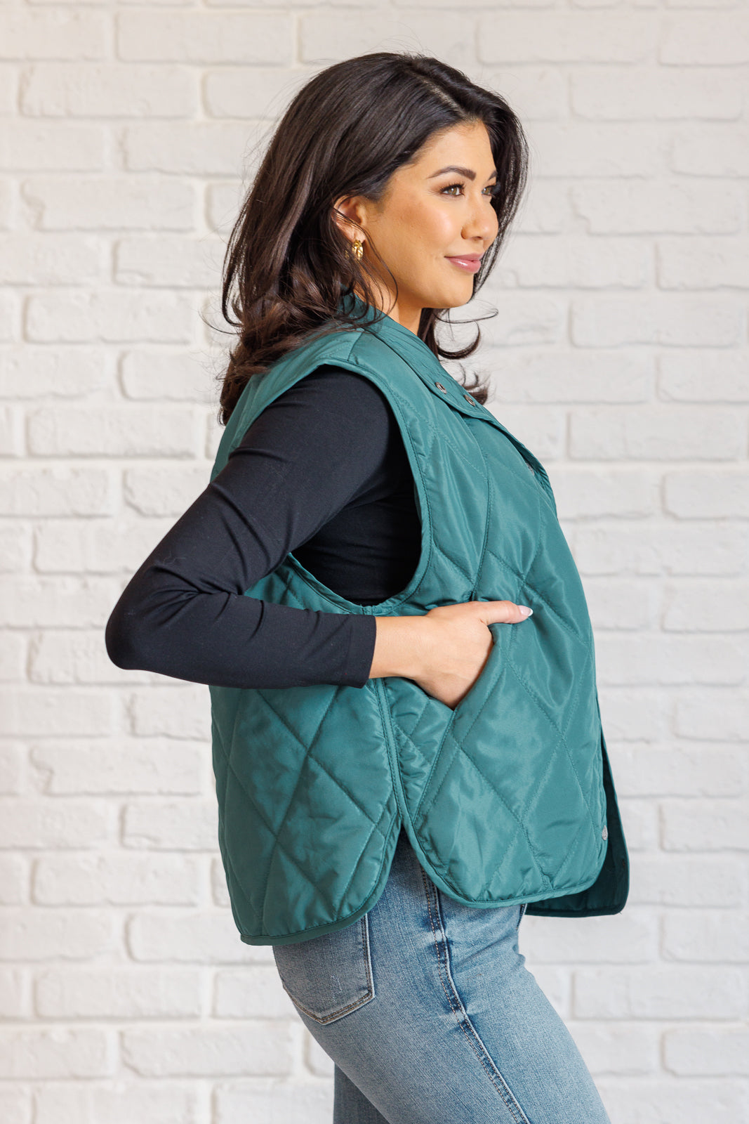 Layering Queen Quilted Puffer Vest in Hunter Green-Layers-Stay Foxy Boutique, Florissant, Missouri