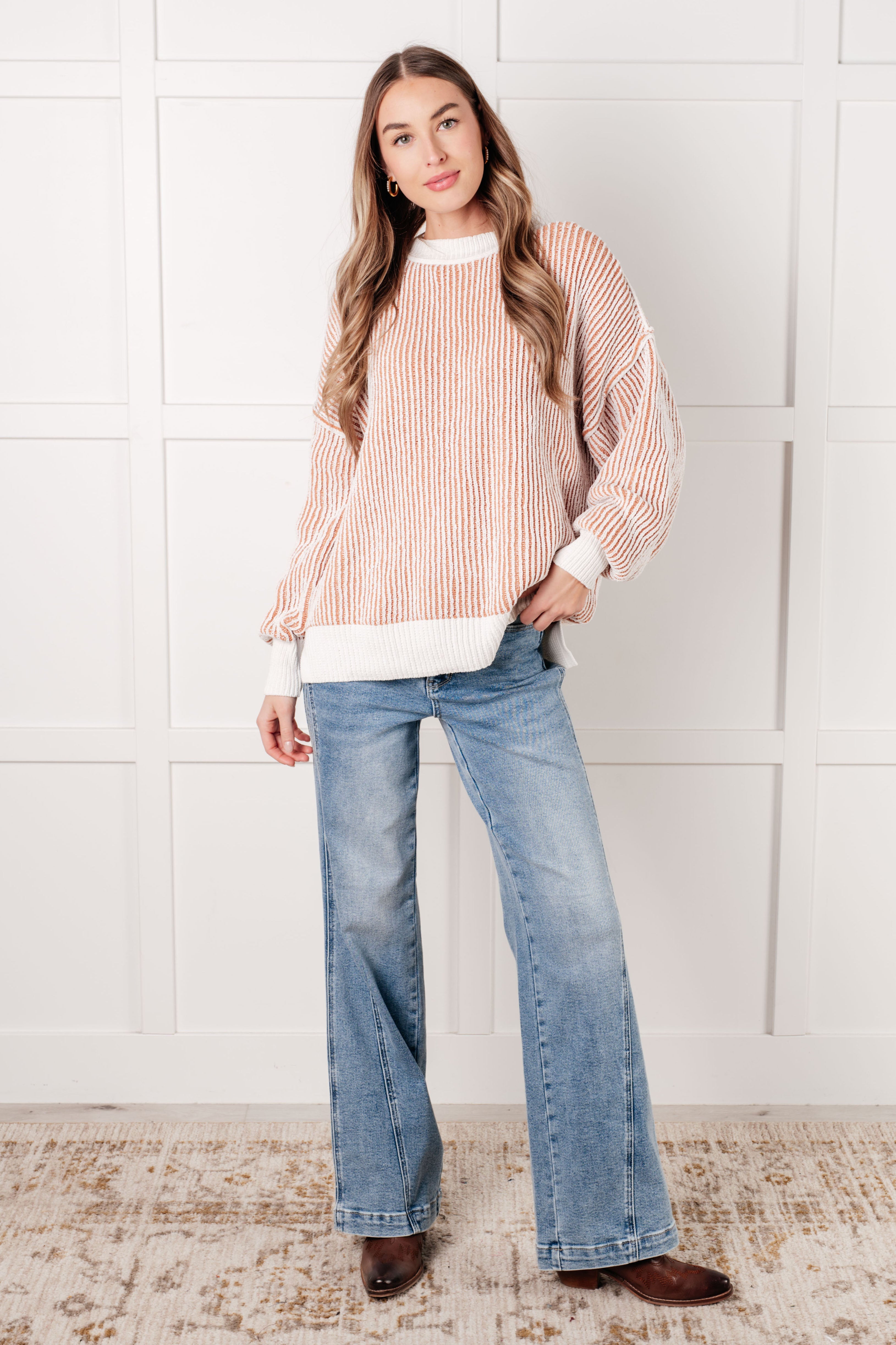 Least High Maintenance Contrast Trim Sweater-Tops-Stay Foxy Boutique, Florissant, Missouri