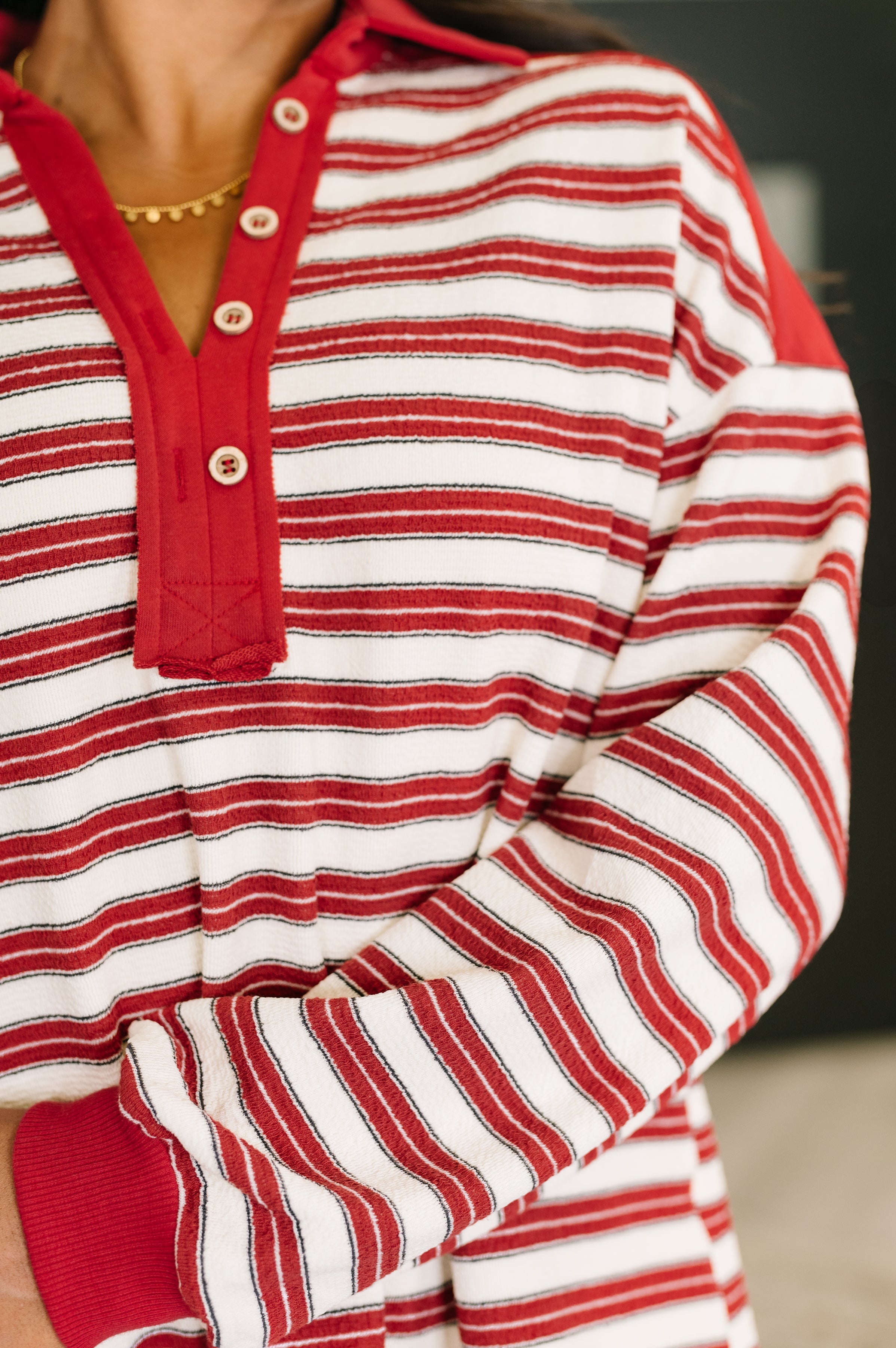 Least of Our Worries Long Sleeve Henley-Womens-Stay Foxy Boutique, Florissant, Missouri