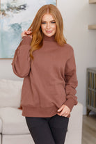 Make No Mistake Mock Neck Pullover in Cocoa-Tops-Stay Foxy Boutique, Florissant, Missouri