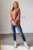 Make No Mistake Mock Neck Pullover in Cocoa-Tops-Stay Foxy Boutique, Florissant, Missouri