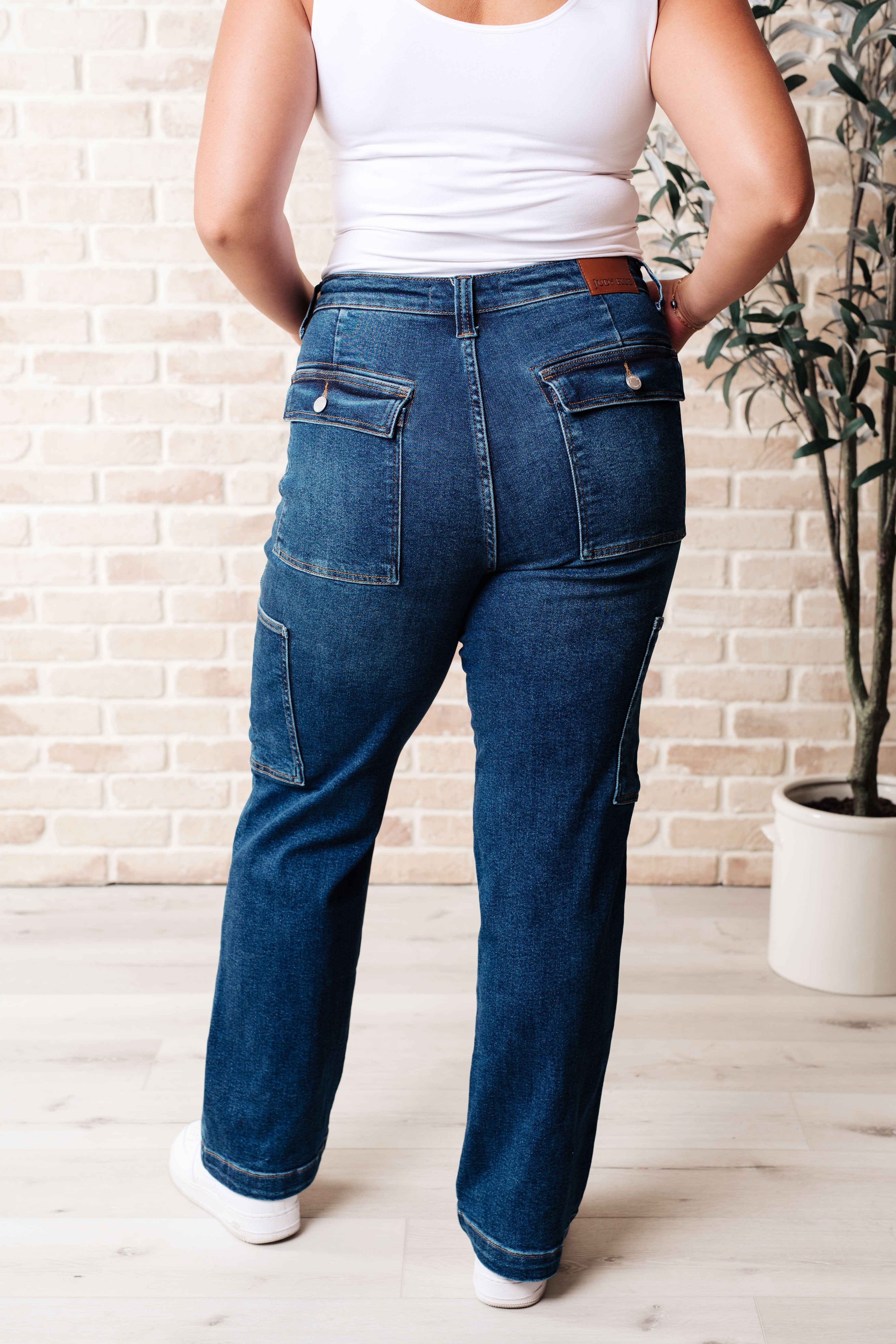 Leila High Rise Cargo Straight Jeans-Womens-Stay Foxy Boutique, Florissant, Missouri