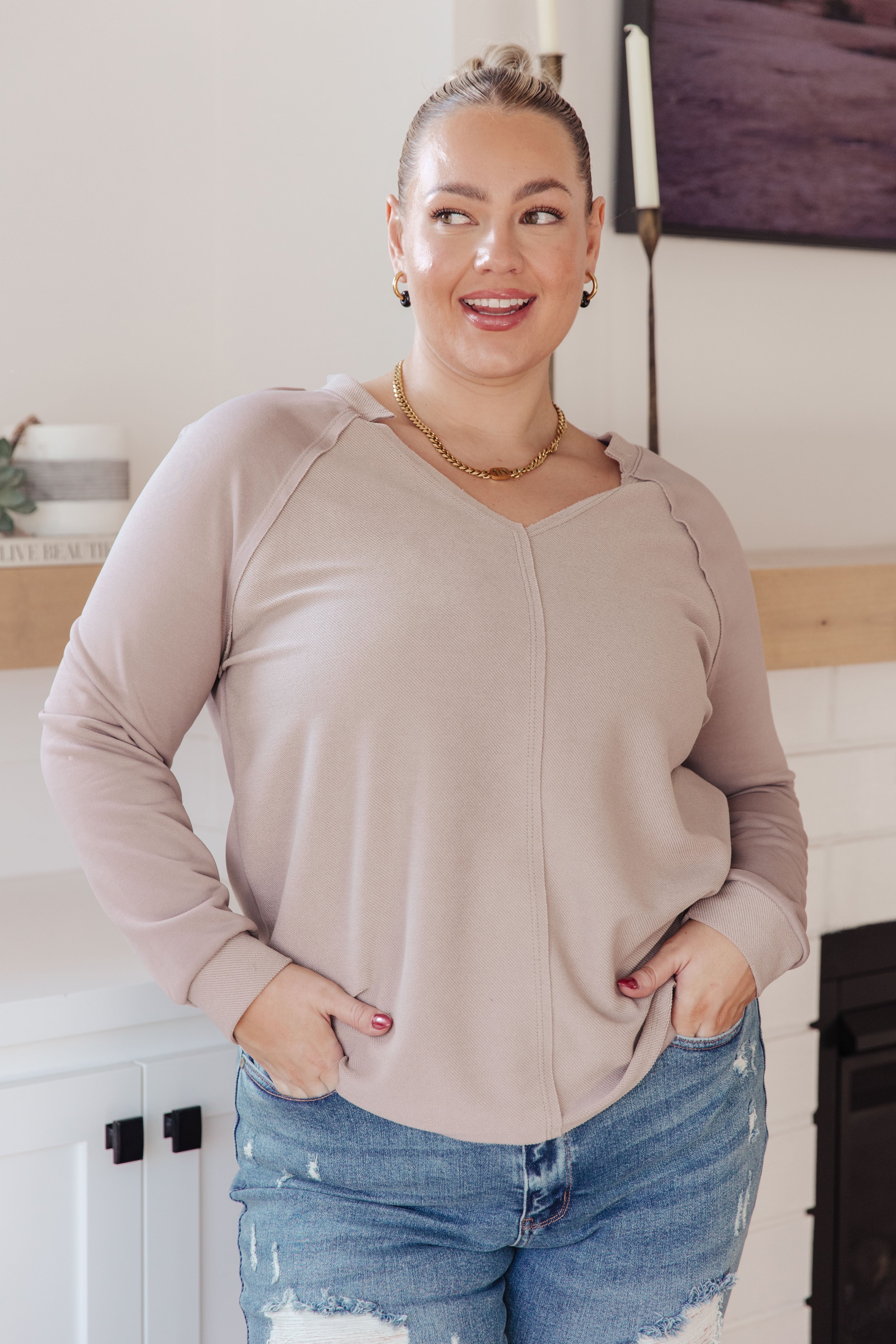 Less Conversation V-Neck Top-Tops-Stay Foxy Boutique, Florissant, Missouri