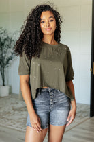 Less Than Stressed Asymmetrical Distressed Top-Tops-Stay Foxy Boutique, Florissant, Missouri