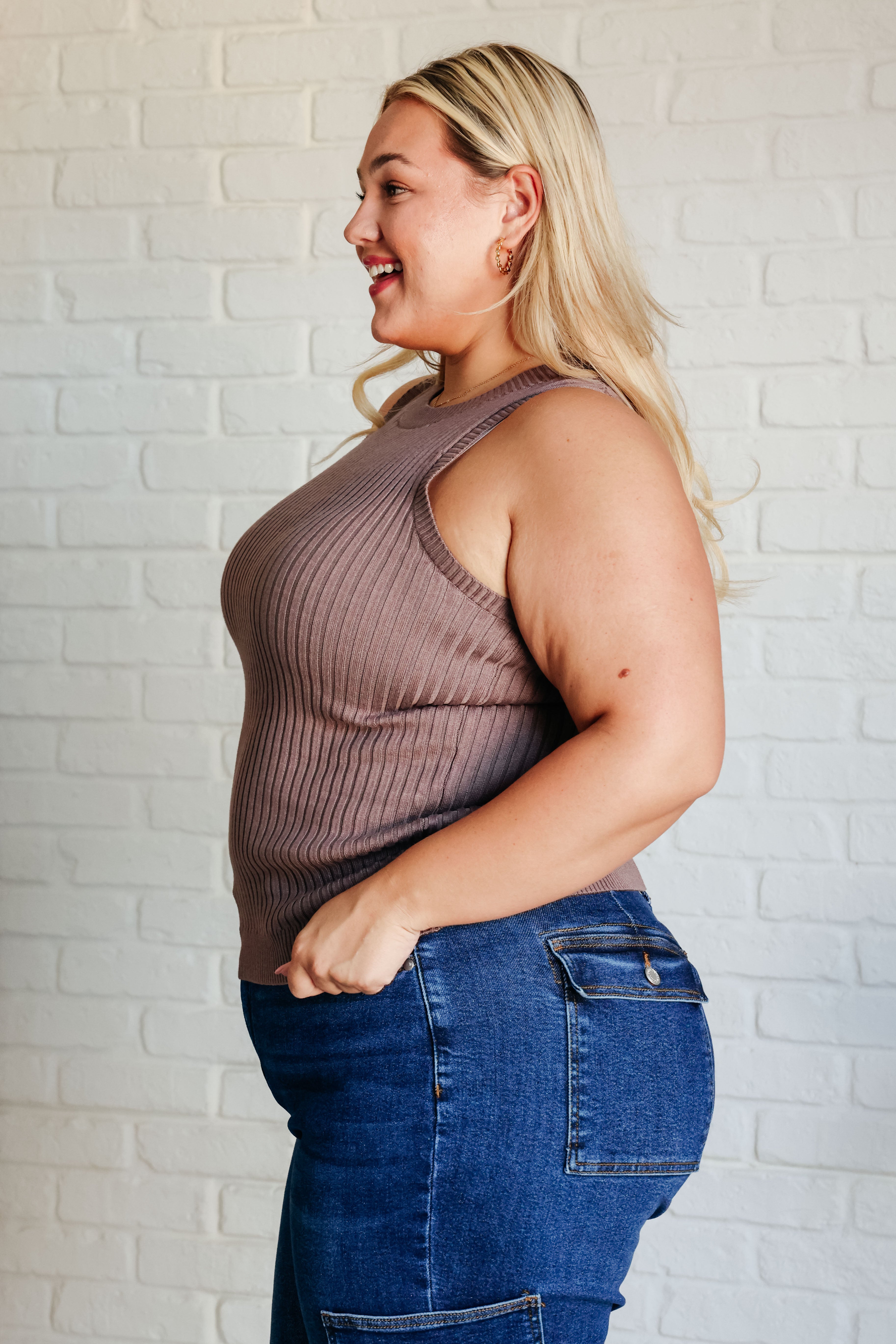 Let Me Hear it Ribbed Sweater Tank-Tops-Stay Foxy Boutique, Florissant, Missouri