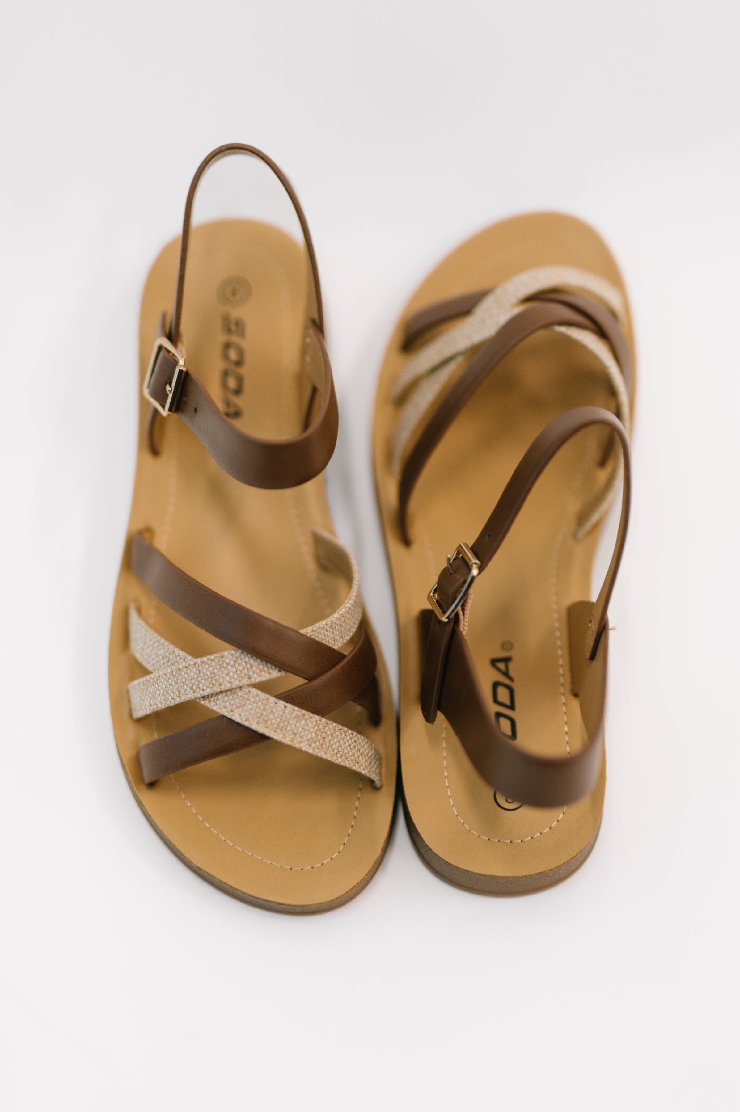 Lev Round Toe Ankle Strap Sandals in Tan-Womens-Stay Foxy Boutique, Florissant, Missouri
