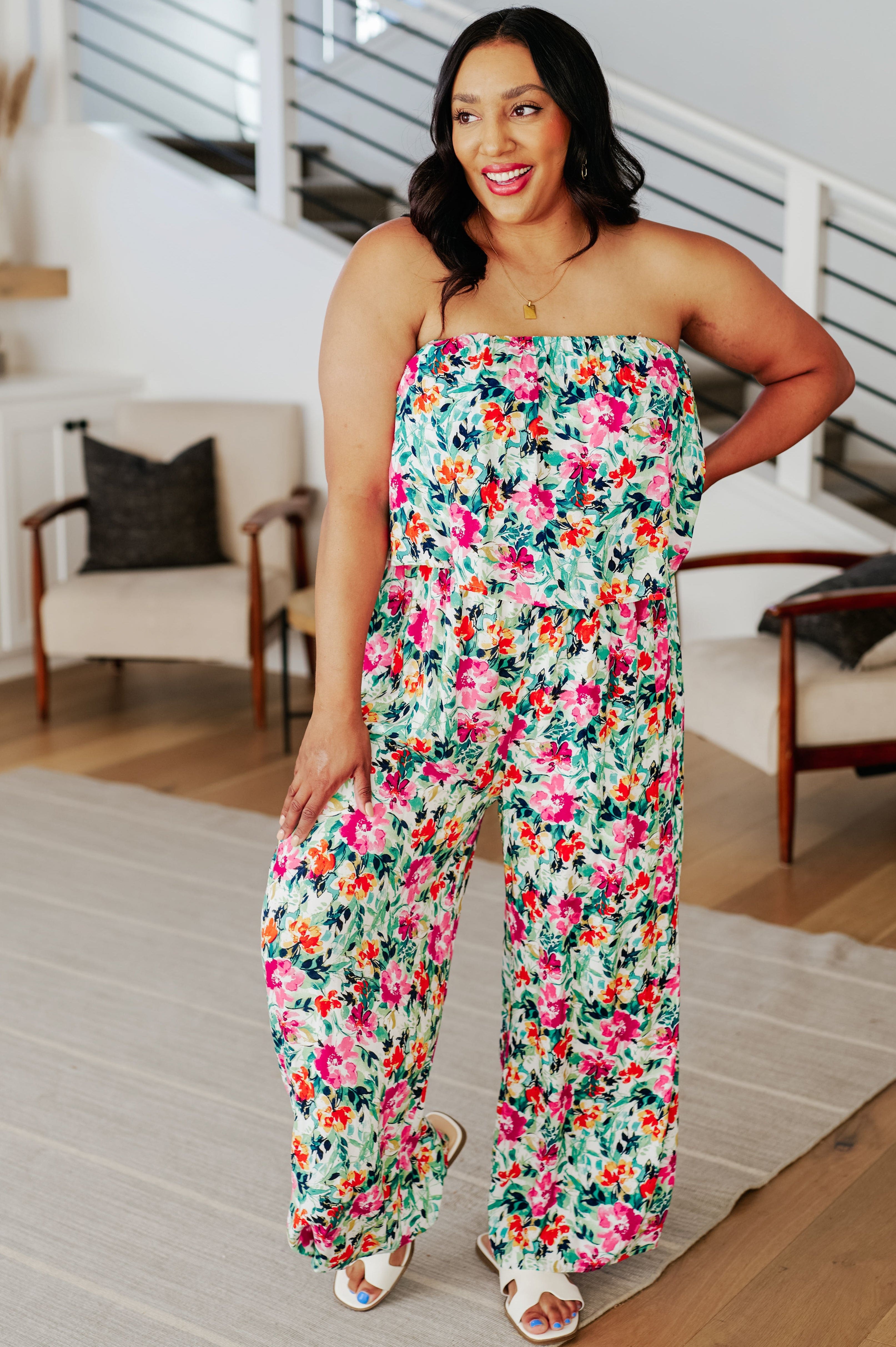 Life of the Party Floral Jumpsuit in Green-Jumpsuits & Rompers-Stay Foxy Boutique, Florissant, Missouri
