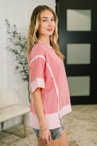Like Two Old Friends Exposed Seam Top in Pink-Womens-Stay Foxy Boutique, Florissant, Missouri