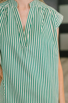 Like a Song Sleeveless V-Neck Blouse in Green-Womens-Stay Foxy Boutique, Florissant, Missouri