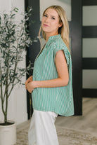 Like a Song Sleeveless V-Neck Blouse in Green-Womens-Stay Foxy Boutique, Florissant, Missouri