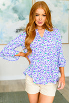 Lizzy Bell Sleeve Top in Violet Filigree-Tops-Stay Foxy Boutique, Florissant, Missouri