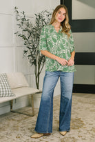 Lizzy Breeze Top in Green Paisley-Womens-Stay Foxy Boutique, Florissant, Missouri