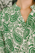 Lizzy Breeze Top in Green Paisley-Womens-Stay Foxy Boutique, Florissant, Missouri