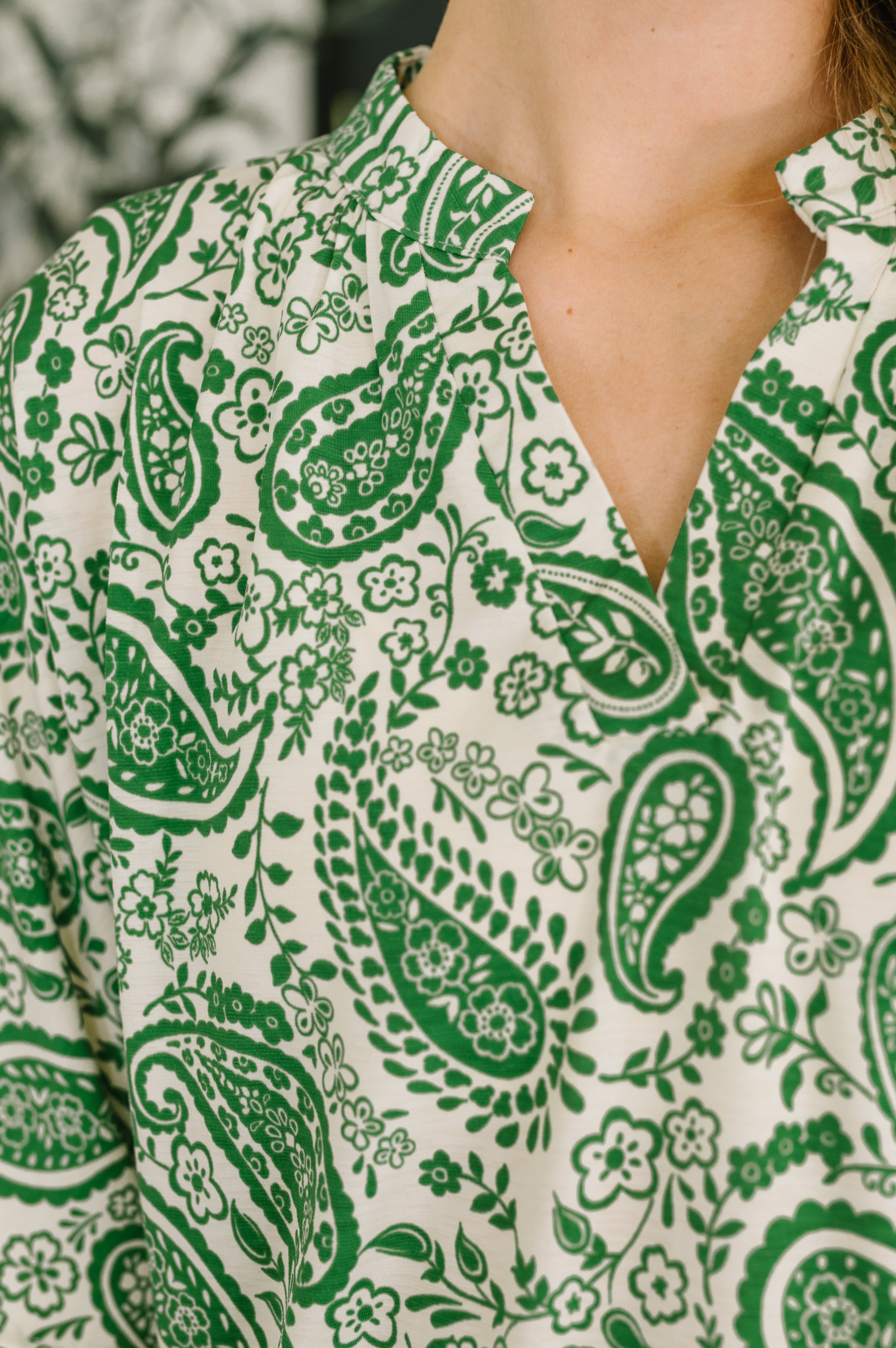 Lizzy Breeze Top in Green Paisley-Womens-Stay Foxy Boutique, Florissant, Missouri