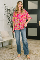 Lizzy Breeze Top in Hot Pink Paisley-Womens-Stay Foxy Boutique, Florissant, Missouri
