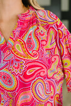 Lizzy Breeze Top in Hot Pink Paisley-Womens-Stay Foxy Boutique, Florissant, Missouri