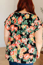 Lizzy Cap Sleeve Top in Black Garden Floral-Womens-Stay Foxy Boutique, Florissant, Missouri