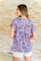 Lizzy Cap Sleeve Top in Charcoal and Pink Paisley-Tops-Stay Foxy Boutique, Florissant, Missouri