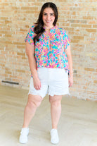 Lizzy Cap Sleeve Top in Emerald Multi Palm Trees-Tops-Stay Foxy Boutique, Florissant, Missouri