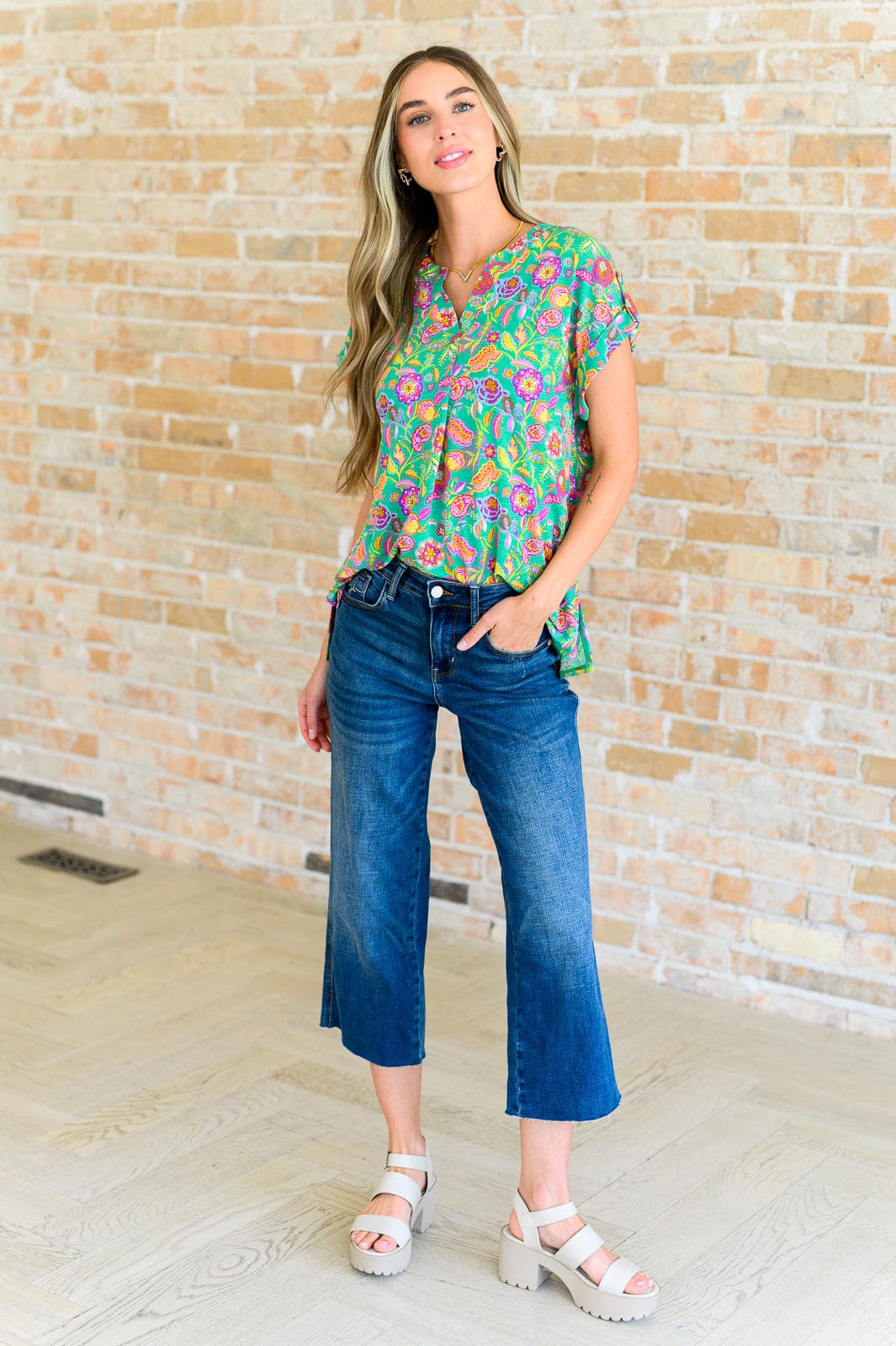 Lizzy Cap Sleeve Top in Emerald and Plum Floral Paisley-Tops-Stay Foxy Boutique, Florissant, Missouri