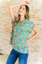 Lizzy Cap Sleeve Top in Emerald and Plum Floral Paisley-Tops-Stay Foxy Boutique, Florissant, Missouri