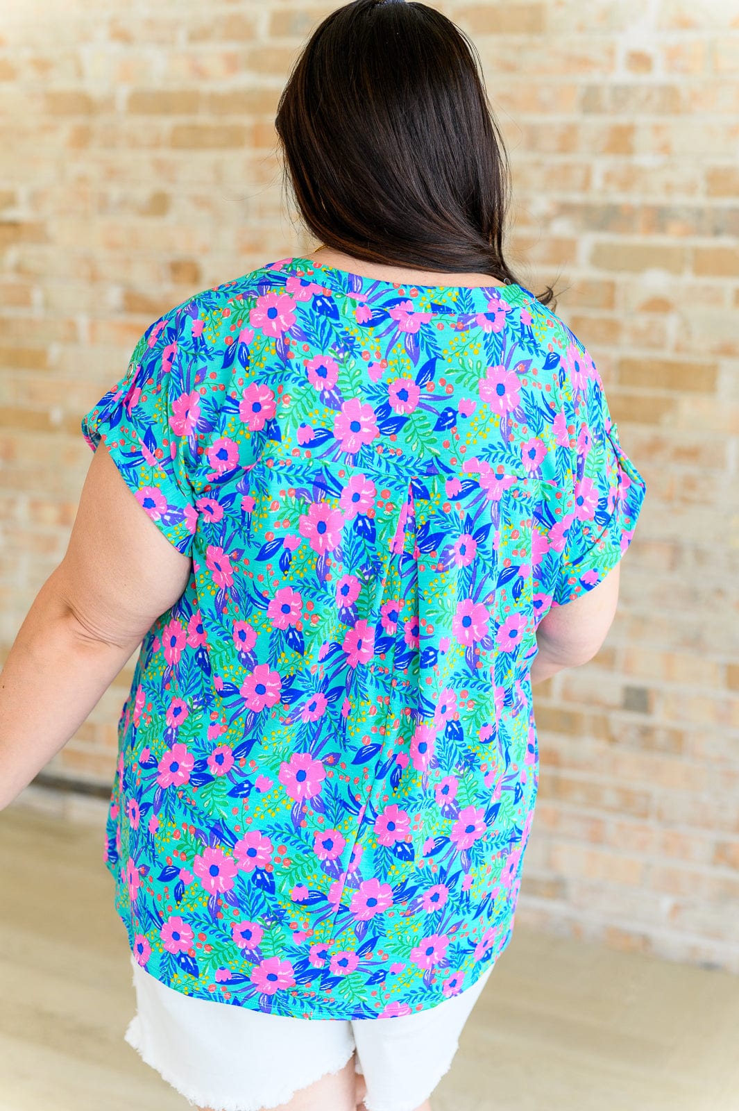 Lizzy Cap Sleeve Top in Mint and Lavender Floral-Tops-Stay Foxy Boutique, Florissant, Missouri