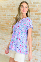 Lizzy Cap Sleeve Top in Muted Lavender and Pink Floral-Tops-Stay Foxy Boutique, Florissant, Missouri