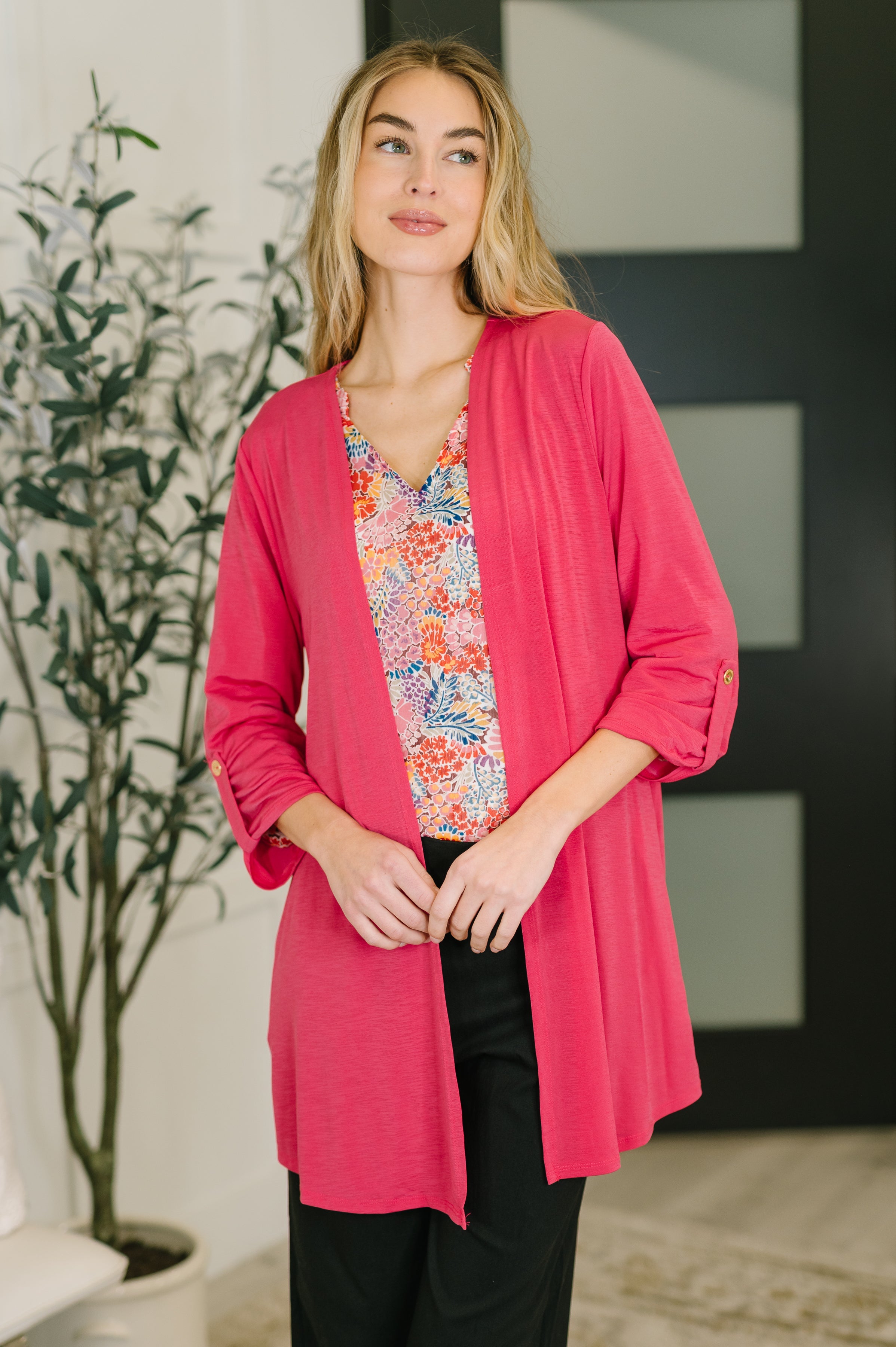 Lizzy Cardigan in Fuchsia-Womens-Stay Foxy Boutique, Florissant, Missouri