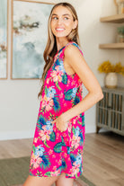 Lizzy Tank Dress in Hot Pink Tropical Floral-Dresses-Stay Foxy Boutique, Florissant, Missouri