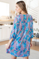 Lizzy Dress in Teal and Pink Paisley-Dresses-Stay Foxy Boutique, Florissant, Missouri