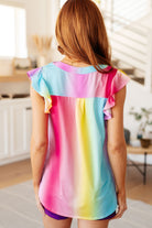 Lizzy Flutter Sleeve Top in Ombre Rainbow-Tops-Stay Foxy Boutique, Florissant, Missouri