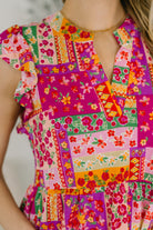 Lizzy Flutter Sleeve Dress in Patchwork Floral-Womens-Stay Foxy Boutique, Florissant, Missouri