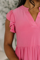 Lizzy Forever Flutter Sleeve Dress in Pink Glow-Womens-Stay Foxy Boutique, Florissant, Missouri