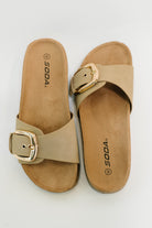 Lizzy Slip on Buckle Strap Sandal in Taupe-Womens-Stay Foxy Boutique, Florissant, Missouri