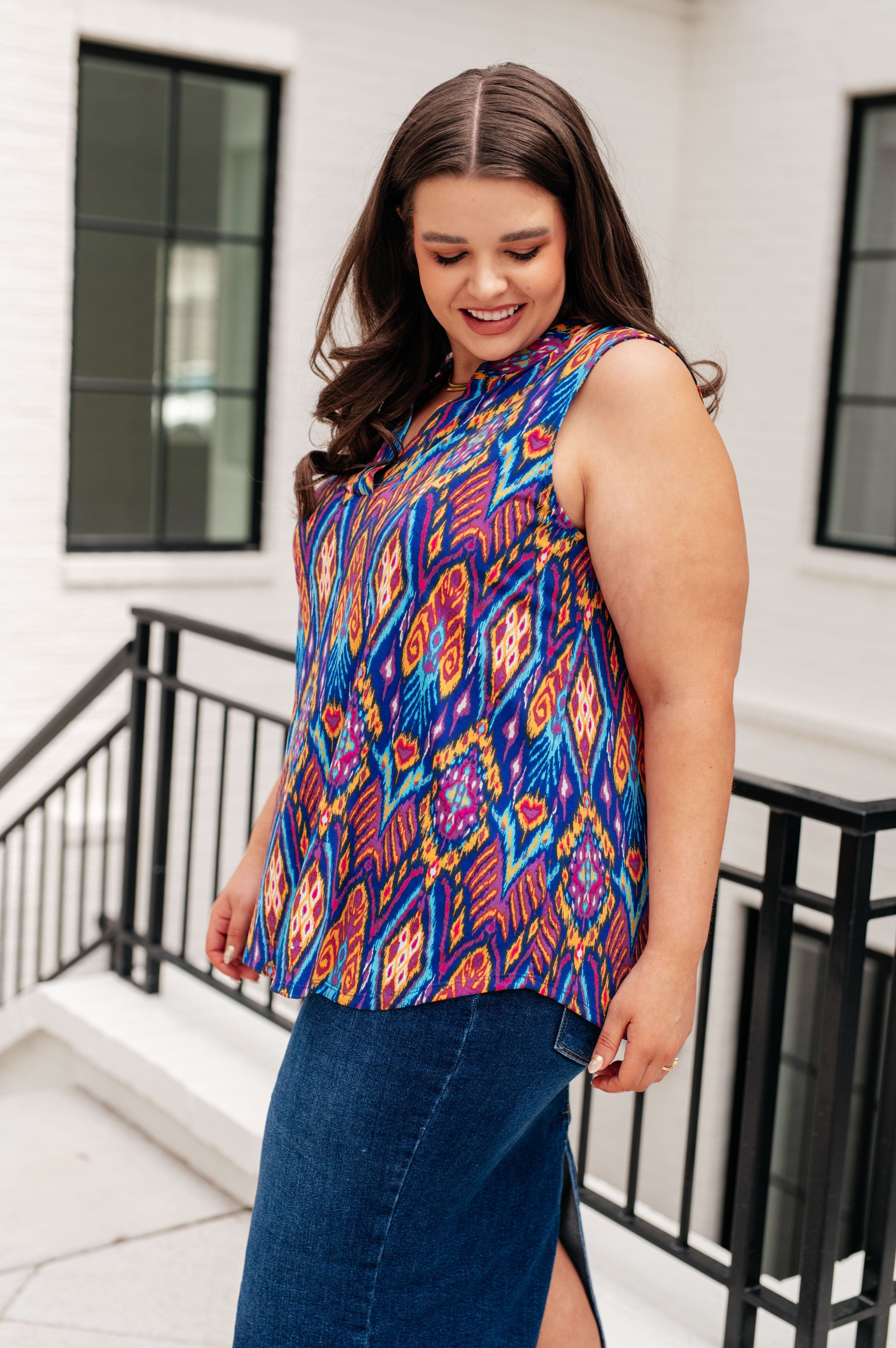 Lizzy Tank Top in Royal and Purple Deco-Tops-Stay Foxy Boutique, Florissant, Missouri