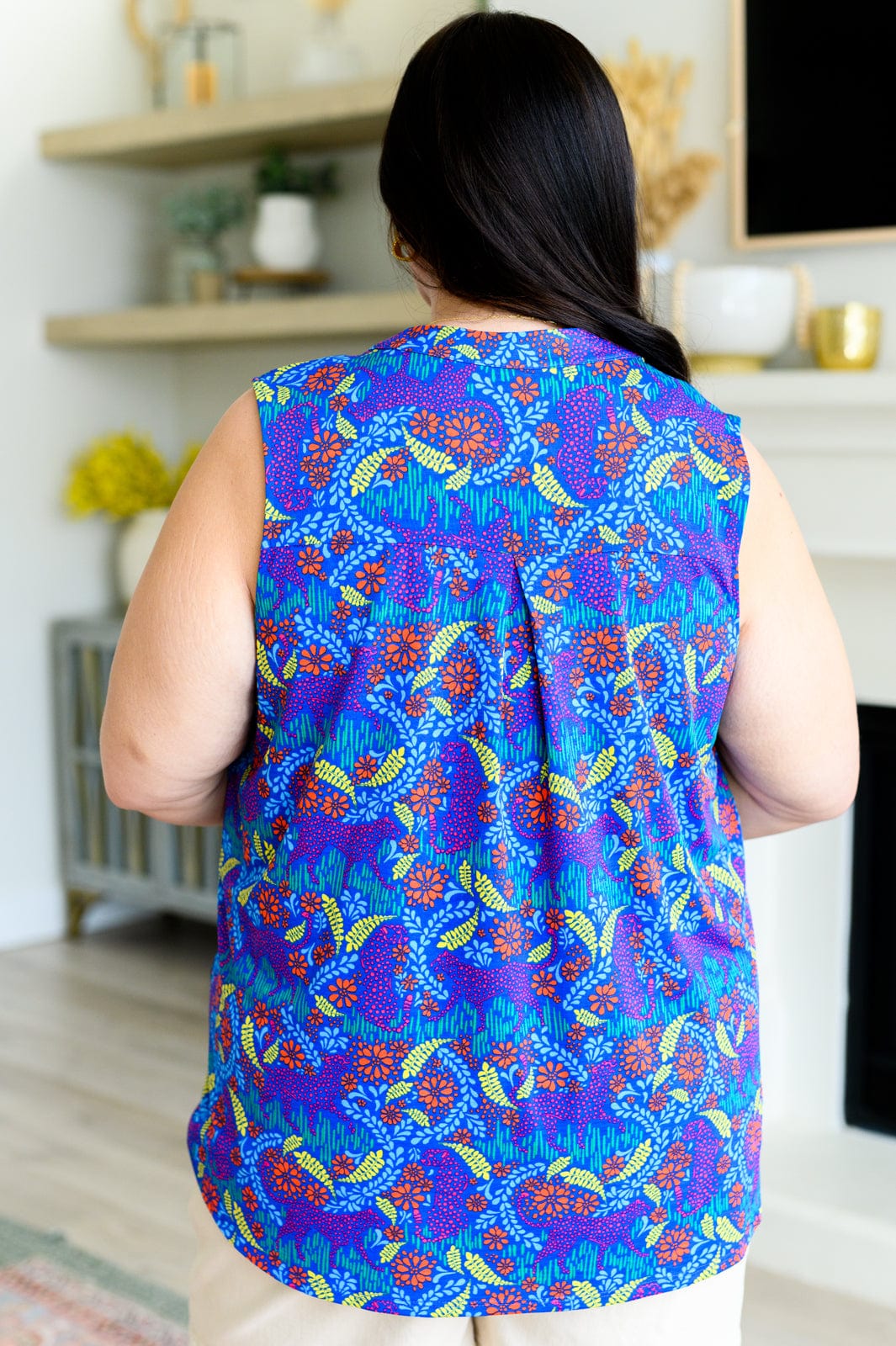 Lizzy Tank Top in Royal and Red Abstract-Tops-Stay Foxy Boutique, Florissant, Missouri