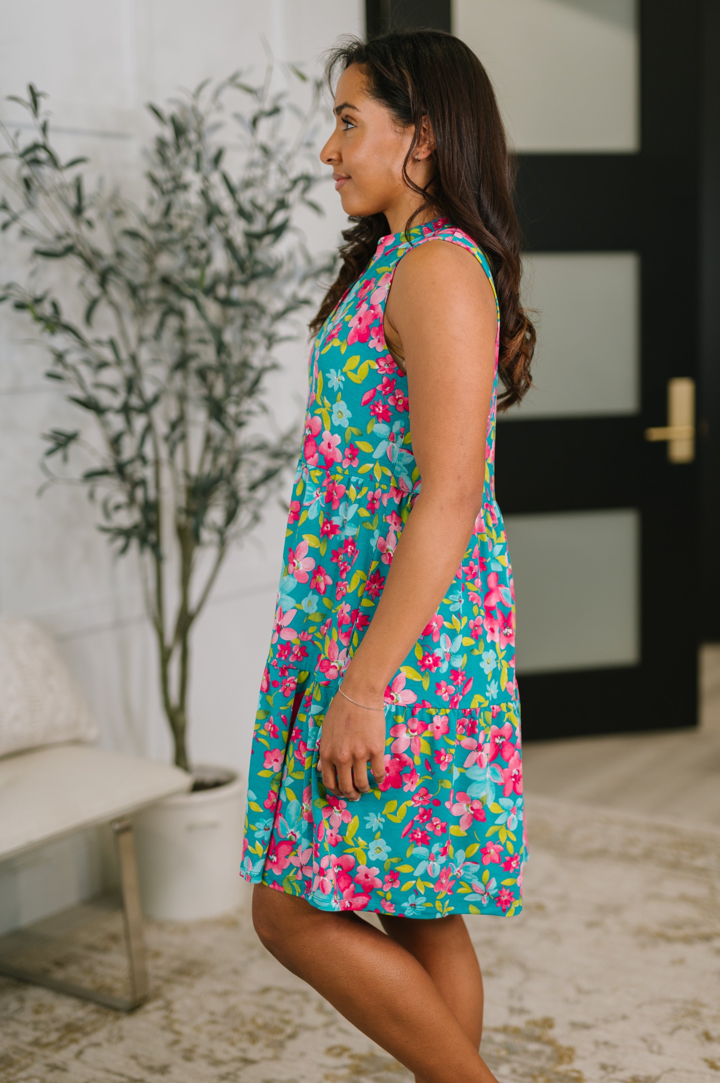 Lizzy Three Tier Tank Dress in Large Ditsy Floral-Womens-Stay Foxy Boutique, Florissant, Missouri