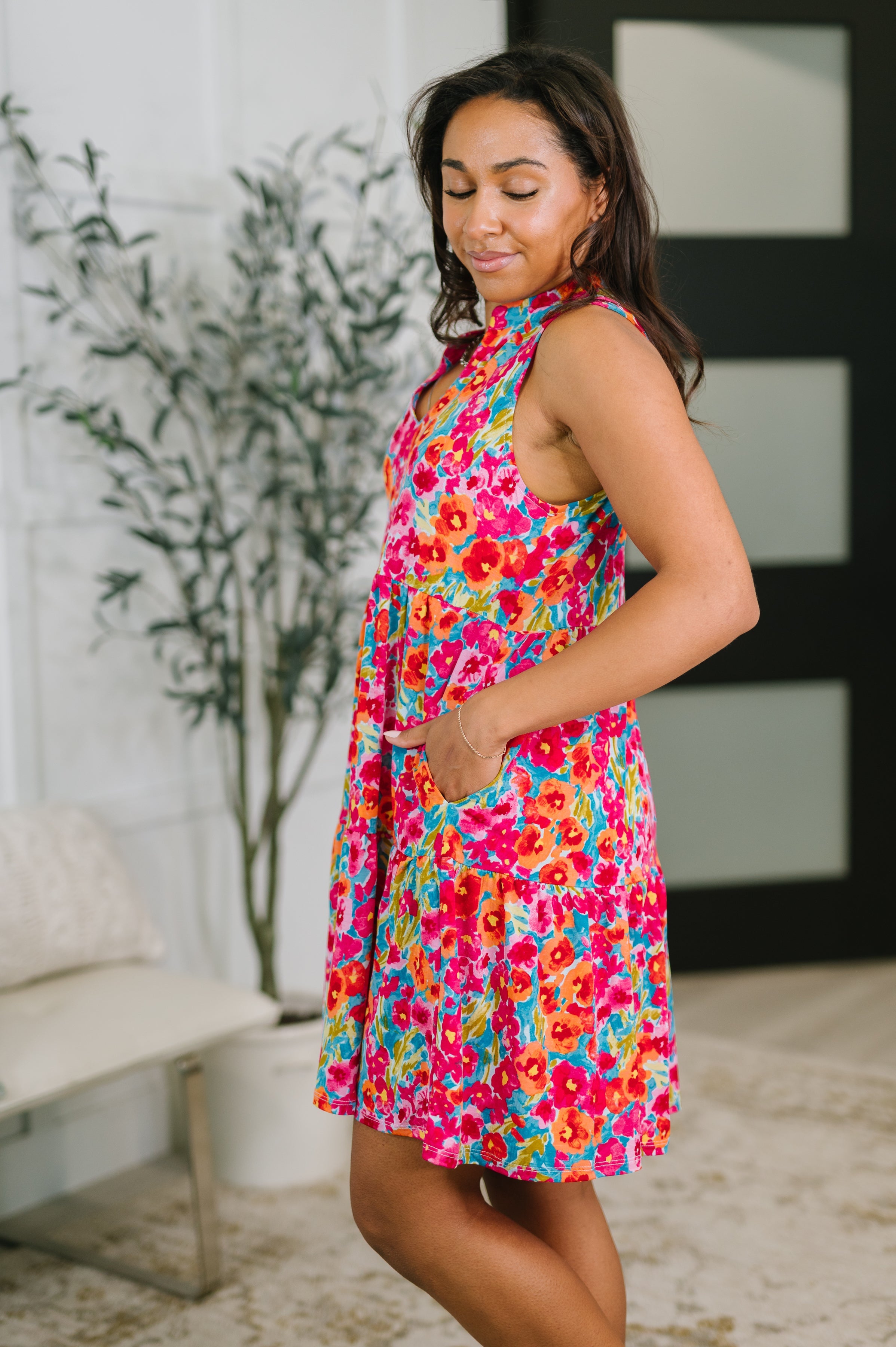 Lizzy Three Tier Tank Dress in Morning Glory-Womens-Stay Foxy Boutique, Florissant, Missouri