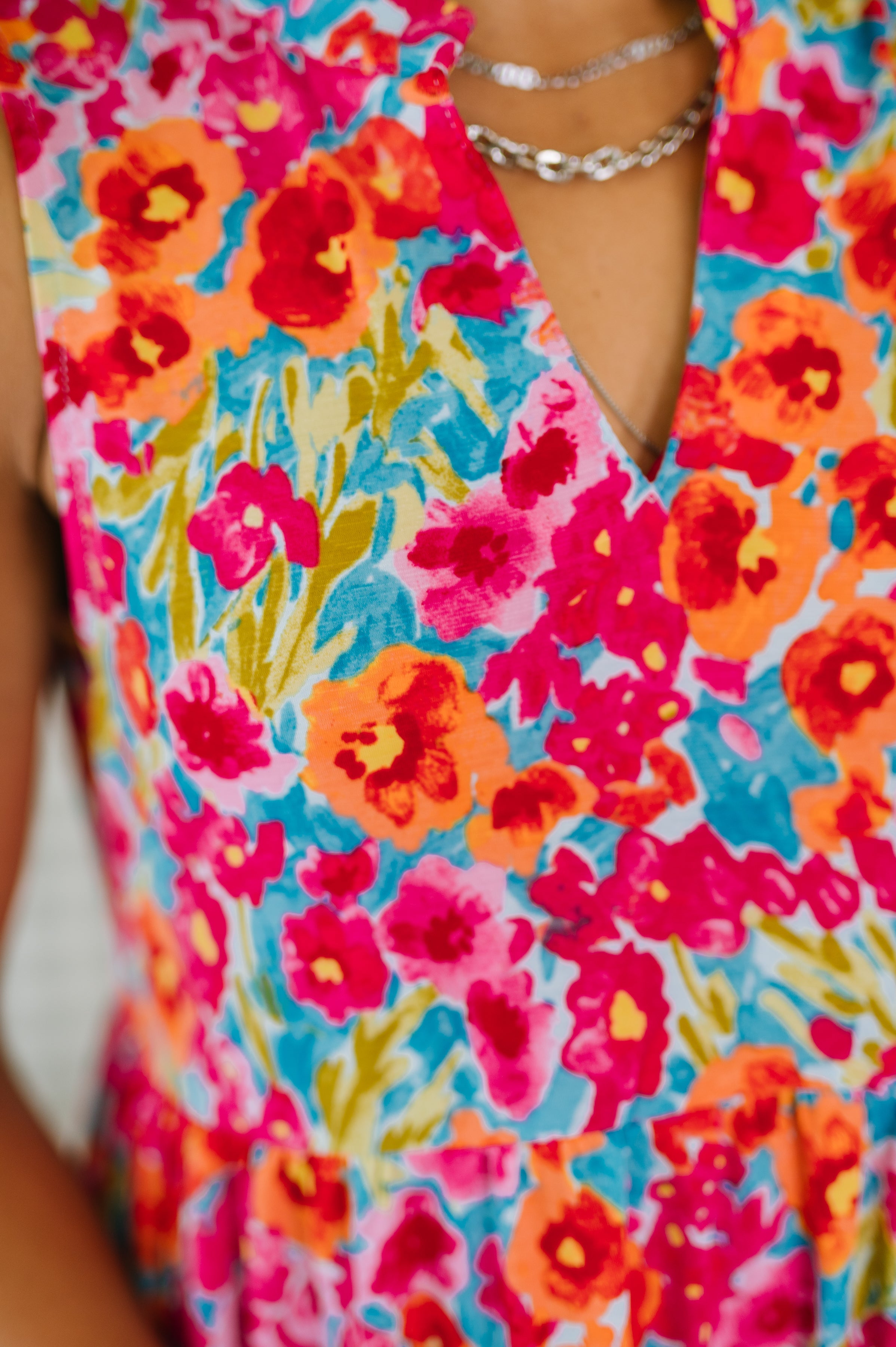 Lizzy Three Tier Tank Dress in Morning Glory-Womens-Stay Foxy Boutique, Florissant, Missouri