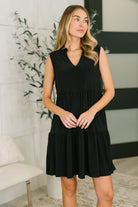 Lizzy Tiered Tank Dress in Black-Womens-Stay Foxy Boutique, Florissant, Missouri